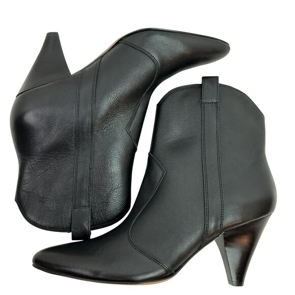 Marc Fisher Carissa Heeled Western Leather Bootie Womens 8M Pointed Toe Black NW - Picture 5 of 12